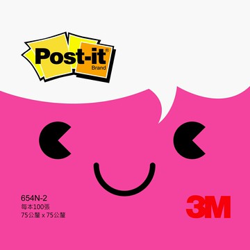 3M 可再貼 便條紙 654N-2 桃紅