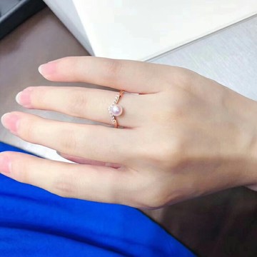 DIY配件 S925純銀小清新風格珍珠戒指空托開口可調節銀托手飾女韓