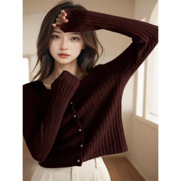 針織開衫外搭女2025新款春季長袖內搭短款上衣服洋氣打底毛衣外套