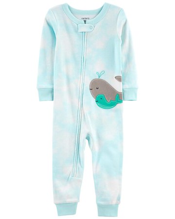 Toddler 1-Piece Whale 100% Snug Fit Cotton Footless PJs