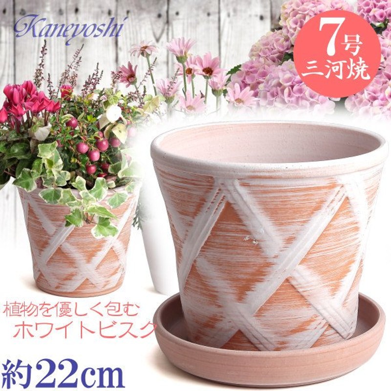 植木鉢 おしゃれ 安い 陶器 サイズ 22cm ハーブのかおり 7号 ホワイトビスク 受皿付 室内 屋外 レンガ 色 通販 Lineポイント最大0 5 Get Lineショッピング