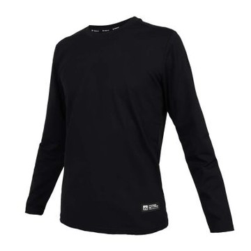 FIRESTAR 男彈性素色長袖圓領T恤-長T 休閒 慢跑 路跑 A5903-10 黑