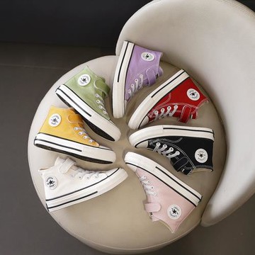 兒童高幫帆布鞋女童鞋子2025春秋新款潮透氣男童小白鞋小孩子布鞋