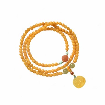 蜜蠟手鍊串珠手鏈-4mm牡丹花南紅三圈女飾品74gi1【獨家進口】【米蘭精品】