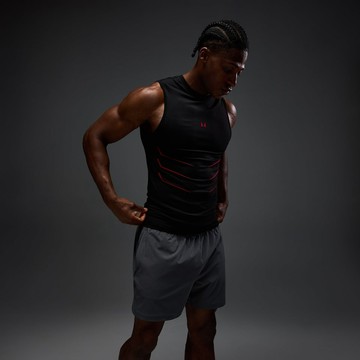 MP Men's Hero Muscle Fit Seamless Tank - Washed Black/Hero Red - L