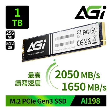 AGI 亞奇雷 AI198系列 1TB M.2 2280 PCIe 固態硬碟