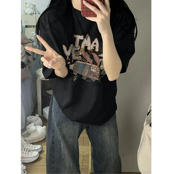 不入後悔系列！ 短袖上衣 女生衣服 印花 t恤 oversize t恤 復古美式上衣 短袖衣服 寬鬆上衣短袖 上衣女
