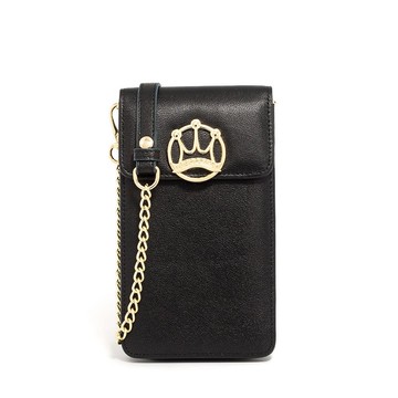 CROWN 羊皮鍊背隨行包 - 櫻桃紅/黑