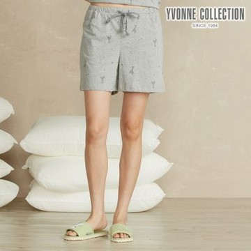 YVONNE 以旺傢飾 長頸鹿印花短褲-迷霧灰（M/L）