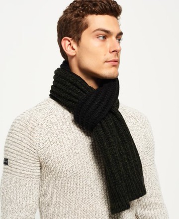 Superdry Men's Men's S.D Block Scarf Black / Dark Khaki Twist/Black - Size: 1SIZE