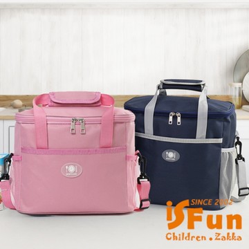 iSFun 便當保溫 加厚防水便攜式便當袋-小號粉紅色