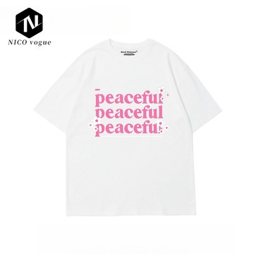【Nico】 100%純棉 Vintage街頭 甜酷 短T 短踢 短袖T恤女 大碼顯瘦 純棉T恤 韓系風 美式街頭風