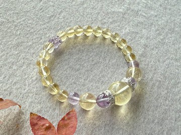天然黃水晶 紫水晶 925銀飾能量手鍊 獨立原創設計 新年情人節禮