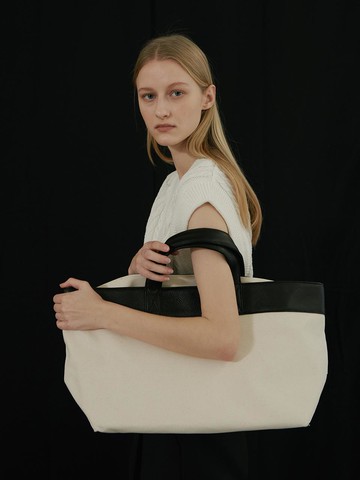 leather edge canvas bag (large)