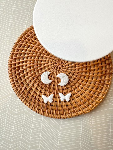 • 手工軟陶耳環 • 迷你白透光耳針