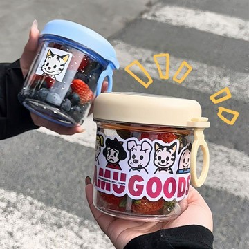 含稅價ins風水果杯早餐沙拉杯外帶野餐帶蓋勺牛奶燕麥杯酸奶碗高顏值
