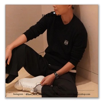 【HAO NICE】上海經銷商西班牙精品 Loewe 刺繡logo素色微高領長袖長T 簡約質感