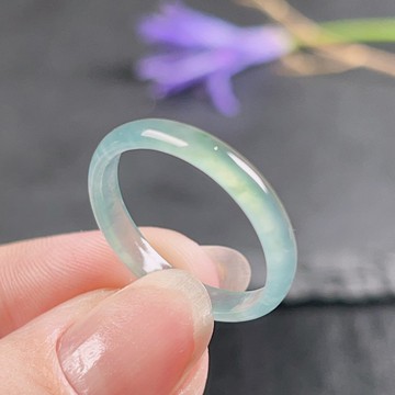 【求‧緣】冰藍水翡翠戒指戒圈 | 國際16圍 | 天然翡翠A貨 | 送禮