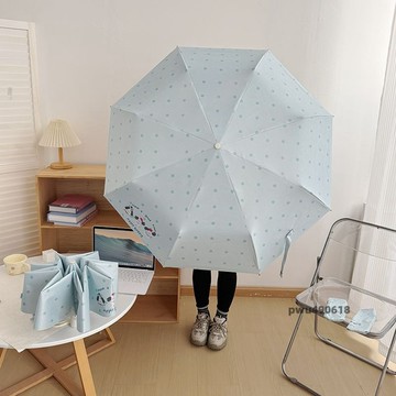 臺灣出貨 ins日系波點治癒風自動雨傘女摺疊晴雨兩用遮陽曬防紫外線太陽傘