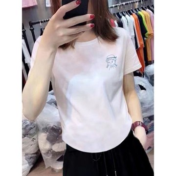 新款白色短袖t恤女弧形下擺2026夏圓領正肩圓弧設計感棉質上衣潮