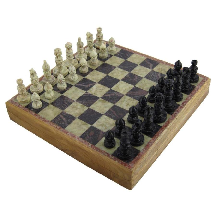 Marble Stone Art Unique India Chess Pieces and Board Set X Inches