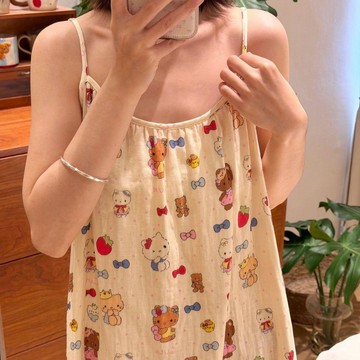 🌸臺灣出貨🎉新款睡衣女夏季皇冠黑皮睡裙寬鬆大碼200斤甜美家居服睡衣吊帶
