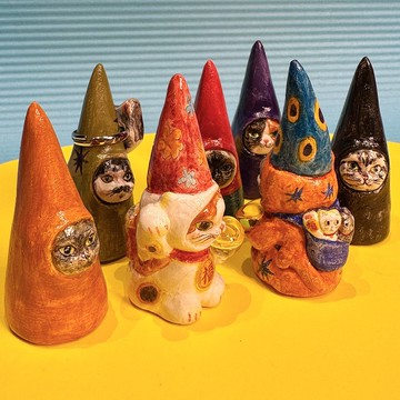 喵喵喵系列 招財貓貓戒托 雙面設計 原創手作雕塑戒指收納