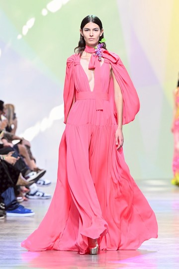 Elie Saab Pleated silk chiffon gown