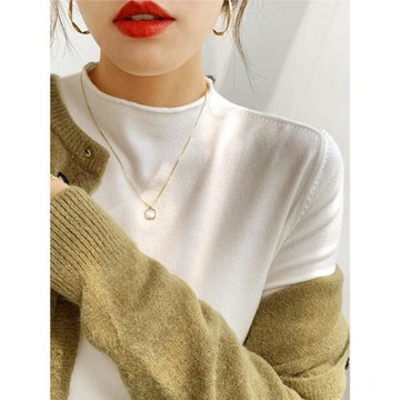 軟糯半高領打底衫女內搭毛衣加絨春秋冬季2025年長袖針織純色上衣