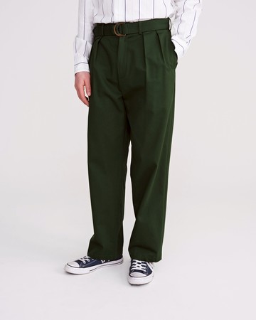Noah Belted Double-Pleat Trousers Green / 32