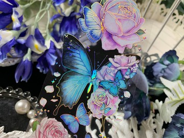 花間蝴蝶 PET 紙膠帶 鐳射銀 特殊工藝