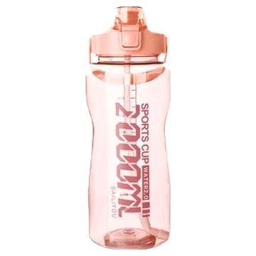 彈跳吸管水壺，太空杯-08 運動水壺 1500ML/2000ML，大容量設計，密封圈不漏水，提把設計  淺粉  2L  1個