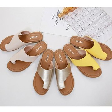 【Taroko】搶眼元素設計夏季平底休閒夾腳涼拖鞋(4色可選)