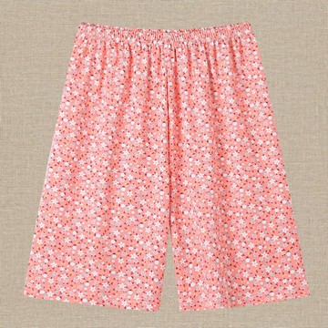 睡褲女中老年人夏天短褲寬松高腰碎花婆婆媽媽可外穿家居五分睡褲