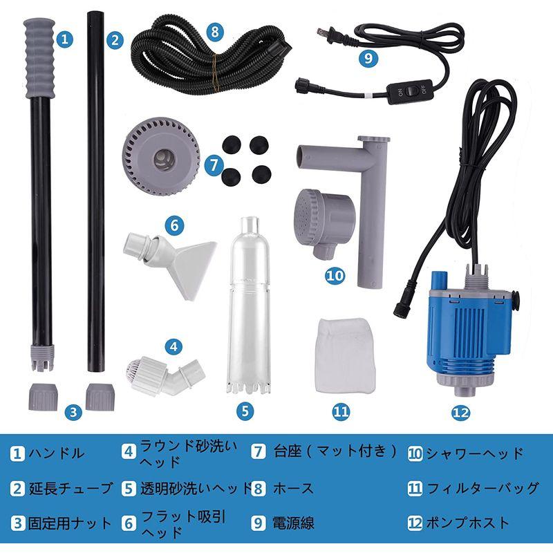 水槽水換え 水交換ポンプ 手動式 4-in-1 水替え 砂利掃除 コケ取り 操作簡単 水抜き速度調節 長さ調整可能 LB-208