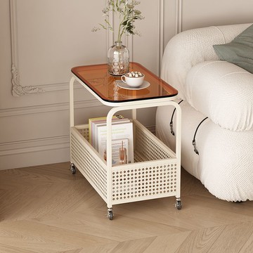 茶几 邊桌 移動簡約邊幾多功能客廳網紅收納儲物床頭輕奢北歐帶輪臥室小推車S0128公司貨