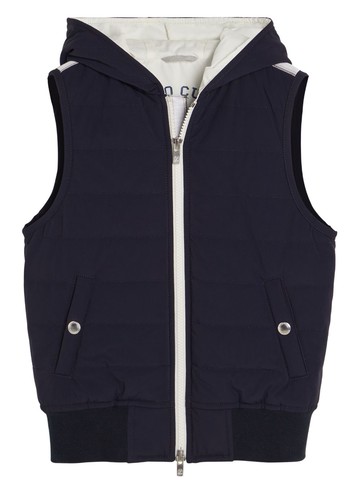 Brunello Cucinelli Kids - padded hooded gilet - kids - Polyamide/Elastane - 10-11 - Blue