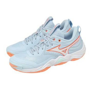 Mizuno 美津濃 排球鞋 Wave Momentum Elite 女鞋 藍 橘 緩震 運動鞋 V1GC2512-84