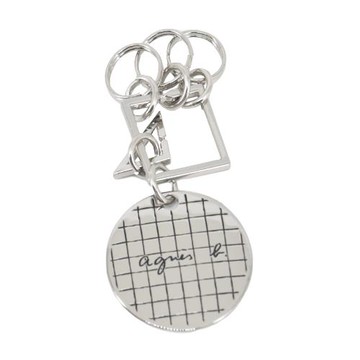 agnes b.幾何圓牌鑰匙圈-銀