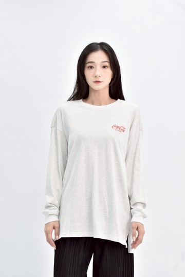 (XL) lativ 棉質寬鬆純棉可口可樂印花灰色長袖上衣