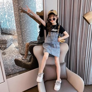 女童連衣裙夏季牛仔背帶裙子夏天2025新款大童夏裝小女孩網紅洋氣
