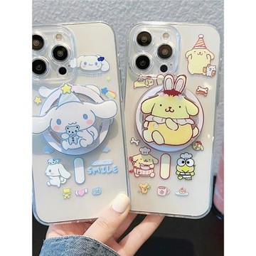 卡通可愛布丁狗玉桂狗磁吸支架12無線充電Magsafe軟殼蘋果14plus/13手機殼適用iPhone15promax日韓保護套16殼