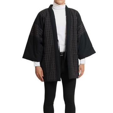 日藝堂 日本製絣織黑半纏鋪棉外套