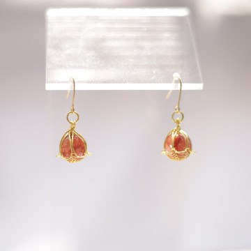 水晶小花繞線耳環 水晶礦石耳環 訂製款式 客製化 金屬編織