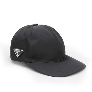 Prada 普拉達 展示品 銀三角logo再生尼龍女仕棒球帽#M(2HC274-黑)