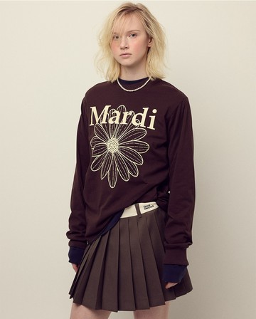MARDI MERCREDI 金高銀同款 印花長袖 棕色 經典小雛菊 奶油色花 TSHIRT LONG SLEEVE FLOWERMARDI