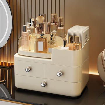 化妝品收納盒抽屜式旋轉分格置物架梳妝臺桌面護膚品口紅水乳收納 z8092