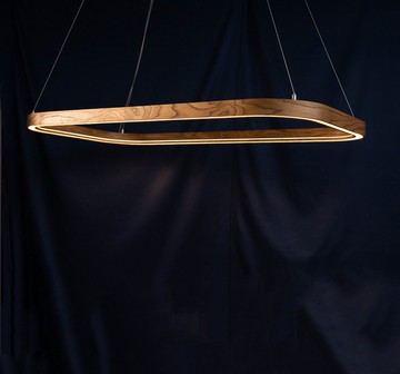 木質吊燈，矩形吊燈，適用於客廳的現代吊燈