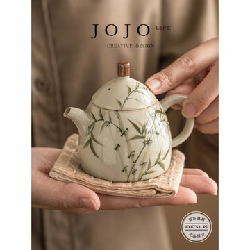 JOJO'S L. PD.fight.翠綠文竹小秦泉茶壺單壺家用中式陶瓷 | 縣谷