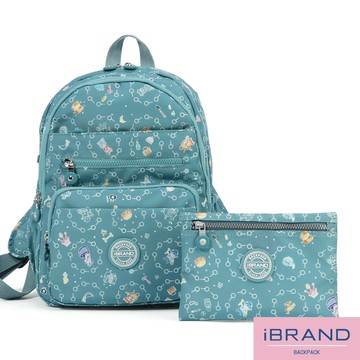 iBrand後背包 輕盈防潑水多口袋尼龍後背包-探索樂園